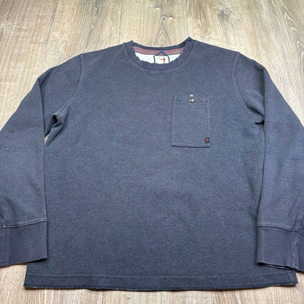 Relwen Sweatshirt Long Sleeve Blue Cotton Crewneck Sweater Pocket Mens Size XL